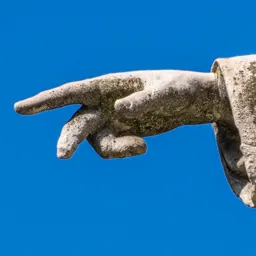 Close-up of Péter Pázmány's pointing hand.
