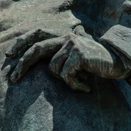 Close-up of Gábor Baross's sculpted hand.