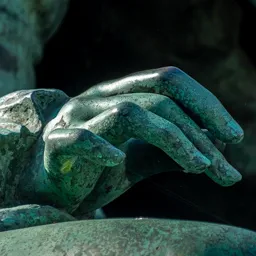 Close-up of Queen Elisabeth's right hand.