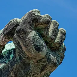 Close-up of the Republic of Councils Memorial's hand.
