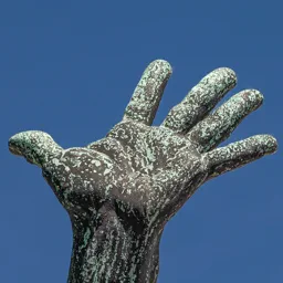Close-up of Saint John of Capistrano's left hand.