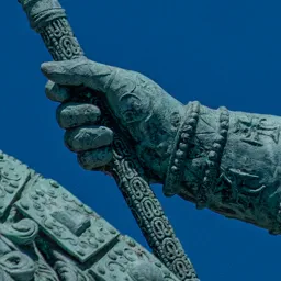 Close-up of Saint Stephen's hands.