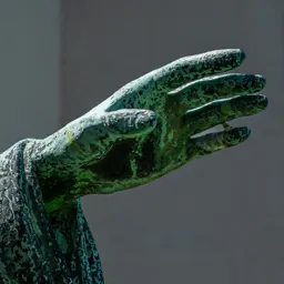 Close-up of Brother Julianus's left hand.