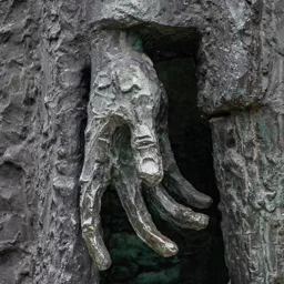 Close-up of Béla Bartók's open hand.