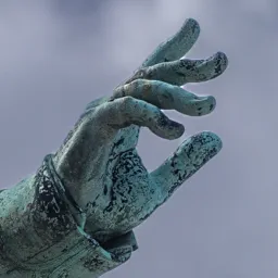 Close-up of Eötvös' open right hand in a gentle speaking gesture.