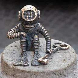 Overview photograph of the Scuba Diver miniature by Mihály Kolodko.
